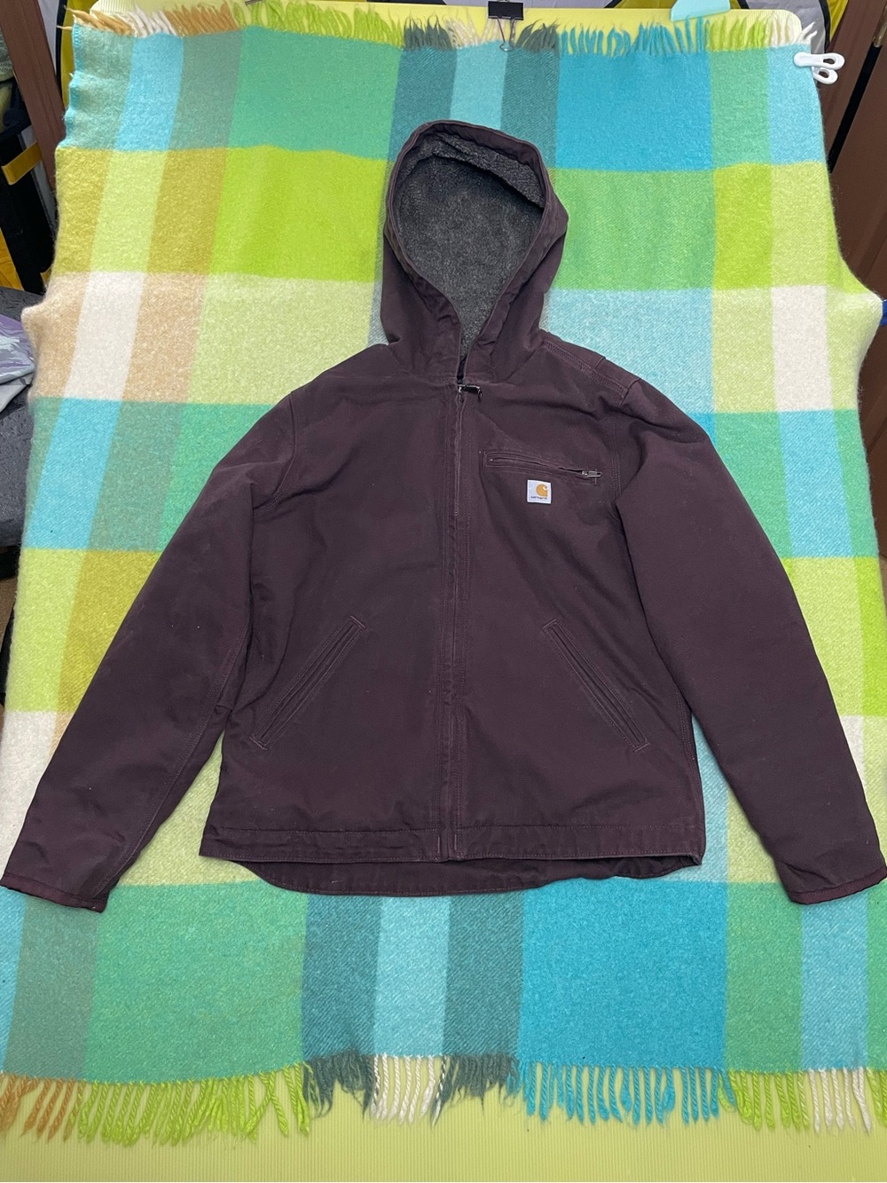 Carhartt WJ141-DWN Full Zip Canvas Hooded Jacket Dark Purple Women’s